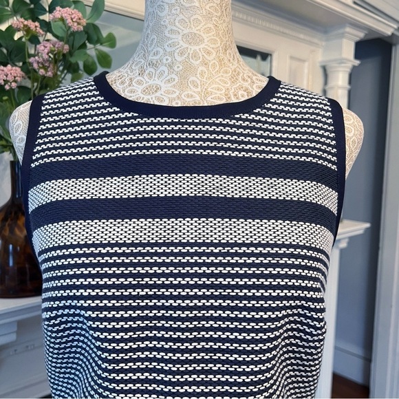 NWT J. CREW Navy & White Striped Tweed Sleeveless Sheath Dress Bow Detail Sz 8 - Picture 8 of 16